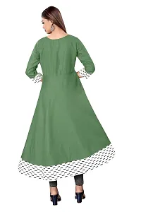 Decent Women's Cotton Silk Stitched Kurti (Green  White); Size: Large 005-thumb2