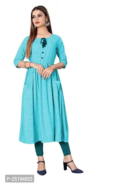 Decent Women's Cotton Silk Stitched Kurti (Blue  Black); Size: X-Large 021