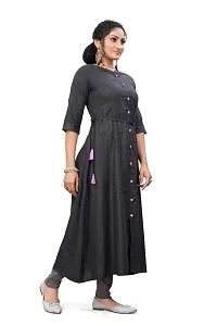 Decent Women's Cotton Silk Stitched Kurti (Black  Pink); Size: XX-Large 028-thumb1