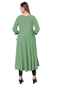 Decent Women's Cotton Silk Stitched Kurti (Green  Black); Size: X-Large 013-thumb1