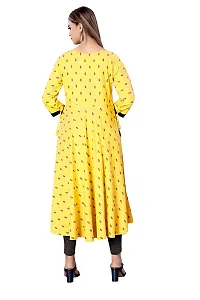 Decent Women's Cotton Silk Stitched Kurti (Yellow  Black); Size: X-Large 009-thumb1