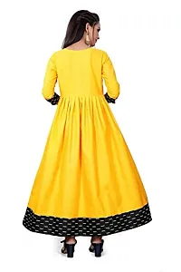 Decent Women's Cotton Silk Stitched Kurti (Yellow  Black); Size: XX-Large 002-thumb2