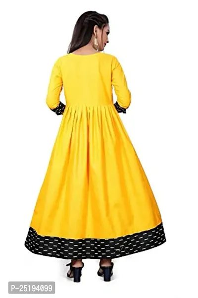 Decent Women's Cotton Silk Stitched Kurti (Yellow  Black); Size: XX-Large 002-thumb3