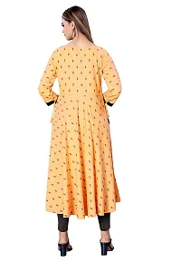 Decent Women's Cotton Silk Stitched Kurti (Light Orange  Black); Size: XX-Large 015-thumb1