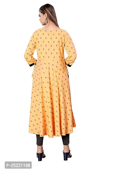 Decent Women's Cotton Silk Stitched Kurti (Light Orange  Black); Size: XX-Large 015-thumb2