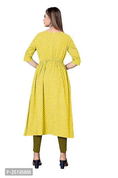 Decent Women's Cotton Silk Stitched Kurti (Yellow  Black); Size: Small 024-thumb2