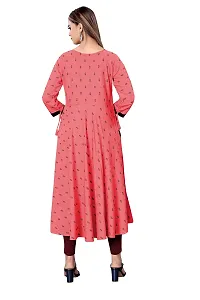 Decent Women's Cotton Silk Stitched Kurti (Pink  Black); Size: Medium 011-thumb1