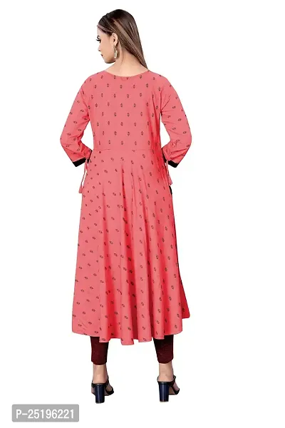 Decent Women's Cotton Silk Stitched Kurti (Pink  Black); Size: Medium 011-thumb2