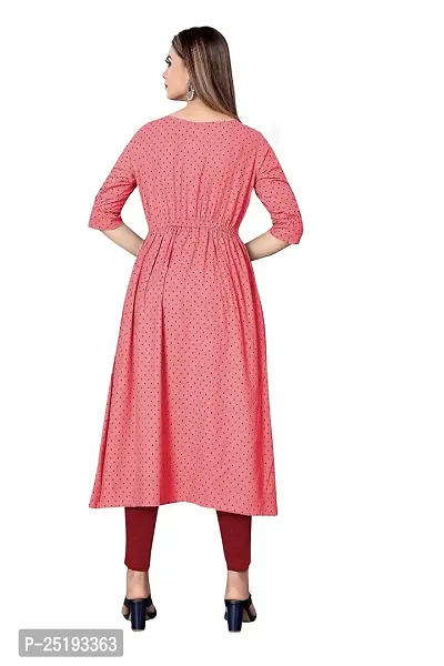 Decent Women's Cotton Silk Stitched Kurti (Pink  Black); Size: X-Large 018-thumb2