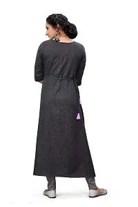 Decent Women's Cotton Silk Stitched Kurti (Black  Pink); Size: Medium 028-thumb2