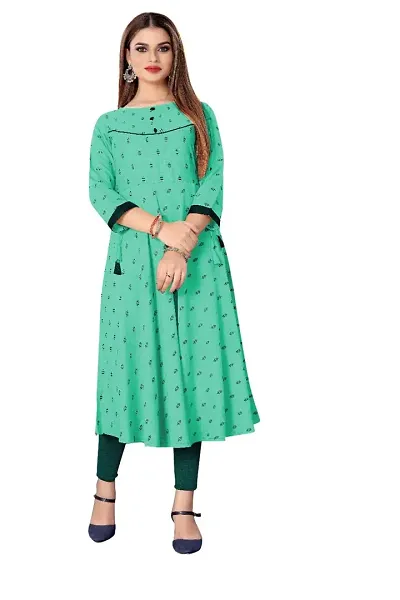 Decent Women's Silk Stitched Kurti (Turqoiuse Black); Size: XX-Large 014