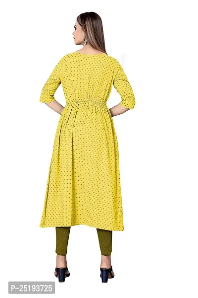 Decent Women's Cotton Silk Stitched Kurti (Yellow  Black); Size: XX-Large 024-thumb2