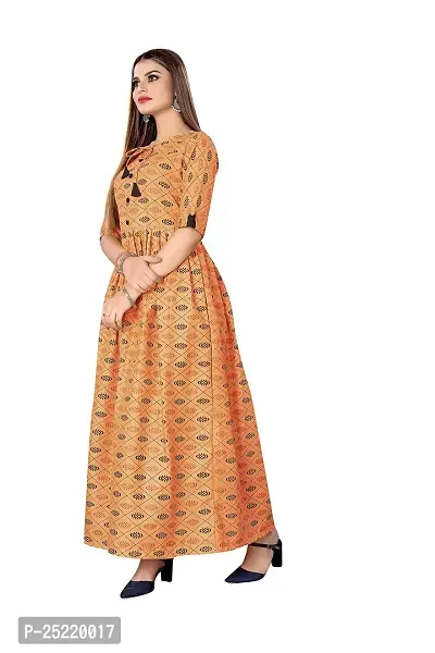 Decent Women's Cotton Silk Stitched Kurti (Peach  Black); Size: XX-Large 025-thumb0