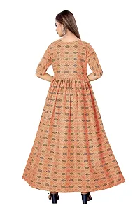 Decent Women's Cotton Silk Stitched Kurti (Peach  Black); Size: Small 025-thumb1