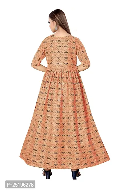 Decent Women's Cotton Silk Stitched Kurti (Peach  Black); Size: Small 025-thumb2