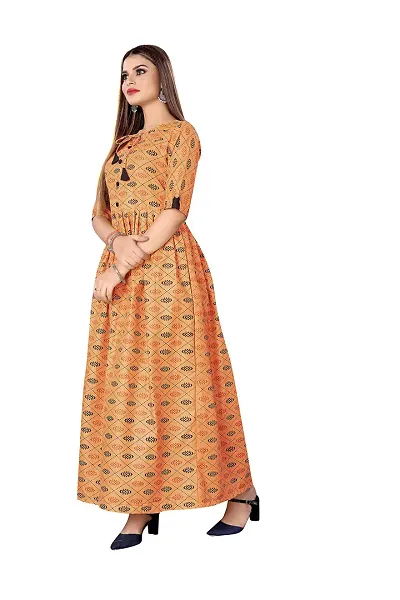 Decent Women's Silk Stitched Kurti (Peach Black); Size: Medium 025