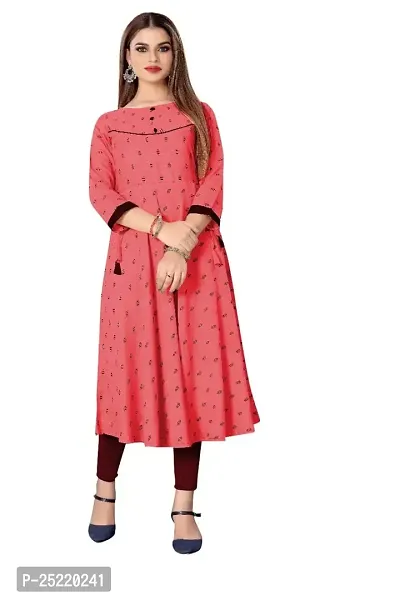 Decent Women's Cotton Silk Stitched Kurti (Pink  Black); Size: X-Large 011-thumb0