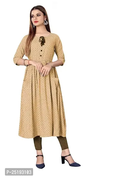 Decent Women's Cotton Silk Stitched Kurti (Beige  Black); Size: Large 022