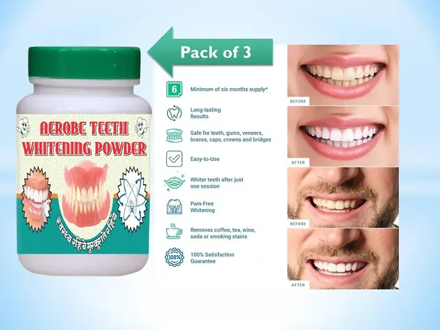 Activated Teeth Whitening Powder (Pack Of 3)