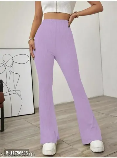 Fashionable Ribbed Cotton Lycra Trouser For Women