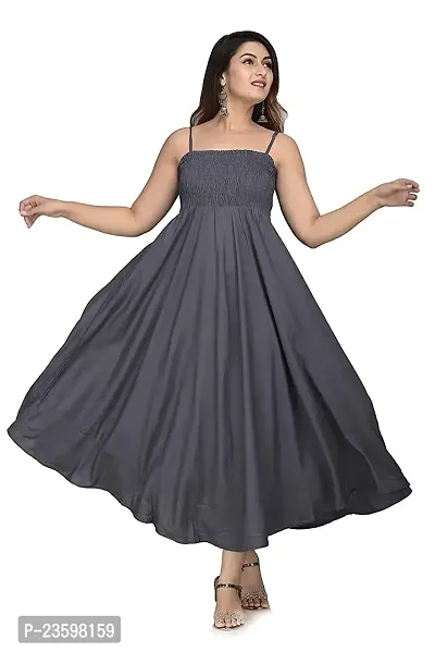 Make My Cloth Women's Maxi Gown (Grey,XL)