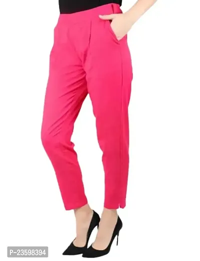 Women's Pleat-Front Pants from Make My Cloth (Small, Rani Pink)