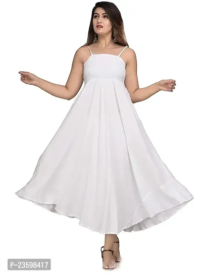 Make My Cloth Women's Maxi Gown (White,M)
