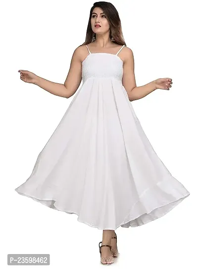 Make My Cloth Women's Maxi Gown (White,L)