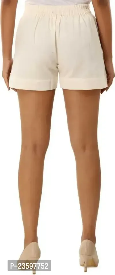 Make My Cloth Fabric Collection Cotton Shorts for Woman (Off White-L)-thumb2