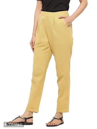 Women's Pleat-Front Pants from Make My Cloth (Beige)