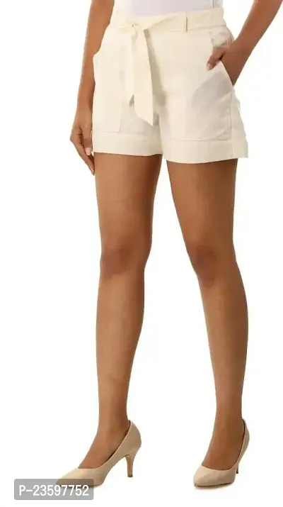 Make My Cloth Fabric Collection Cotton Shorts for Woman (Off White-L)-thumb3