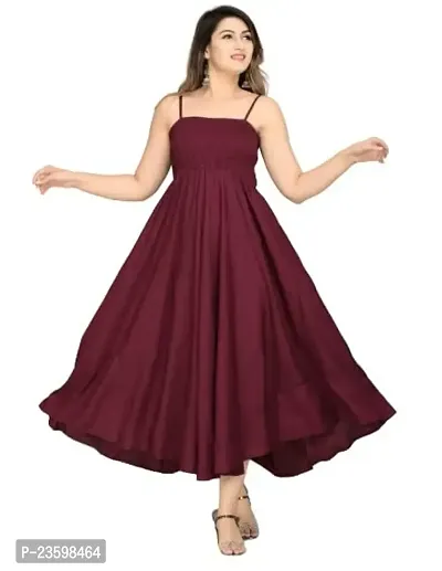 Make My Cloth Women's Maxi Gown (Maroon,L)