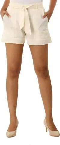 Make My Cloth Fabric Collection Cotton Shorts for Woman (Off White-L)