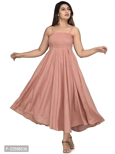 Make My Cloth Women's Maxi Gown (Peach,XL)-thumb0