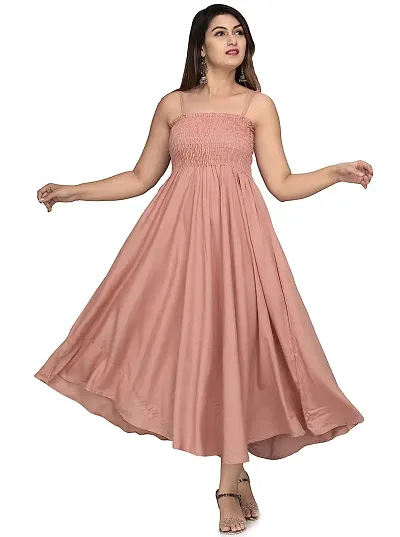 Make My Cloth Women's Maxi Gown (Peach,XL)