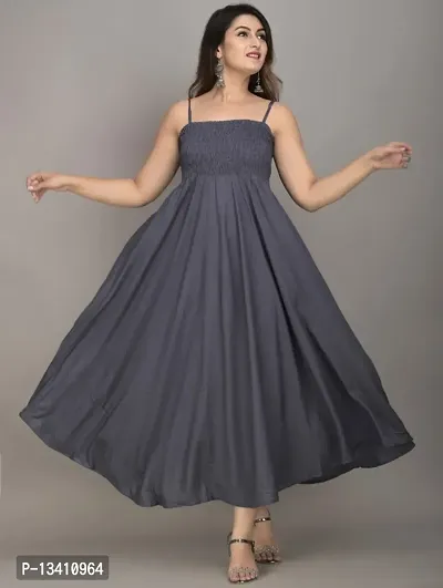 Stylish Rayon Grey Asy Dress for Girls  Womens-thumb0