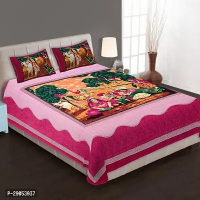 Beautiful Multicoloured Cotton Floral 1 Bedsheet + 2 Pillowcovers