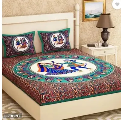 Beautiful Multicoloured Cotton Floral 1 Bedsheet + 2 Pillowcovers-thumb0