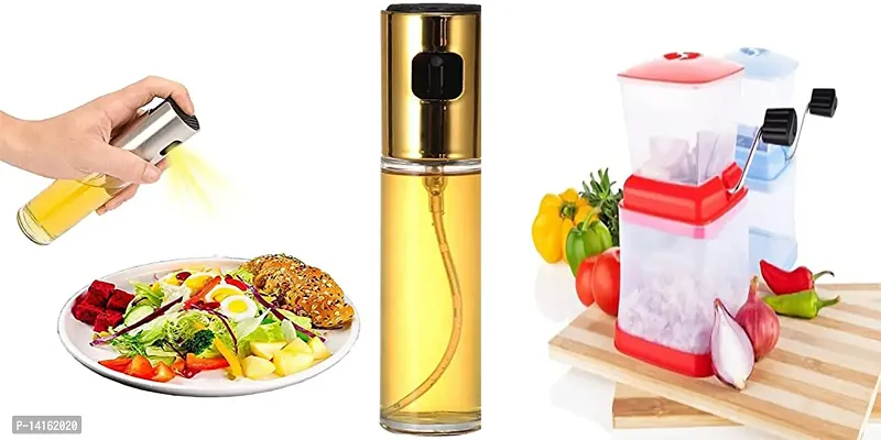 Sturdy Oil Sprayer for Cooking, 100ml Oil Spray Bottle And Sturdy Premium 2 in 1 Onion and Chilly Cutter Chopper (Big)