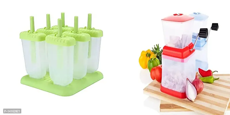 Sturdy Homemade Ice Candy Kulfi Maker Molds And Sturdy Premium 2 in 1 Onion and Chilly Cutter Chopper (Big)