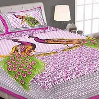 Cotton Pink Jaipuri Printed Bedsheet With 2 Pillow Covers-thumb1