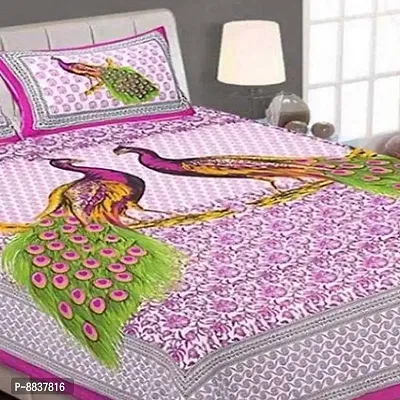 Cotton Pink Jaipuri Printed Bedsheet With 2 Pillow Covers-thumb2