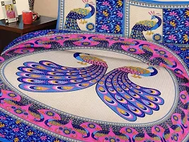 Cotton Blue Rajasthani Printed Bedsheet With 2 Pillow Covers-thumb1