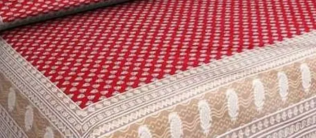 Cotton Red Jaipuri Printed Bedsheet With 2 Pillow Covers-thumb1