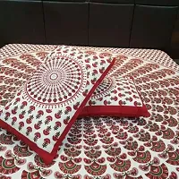 Cotton Maroon Jaipuri Printed Bedsheet With 2 Pillow Covers-thumb1