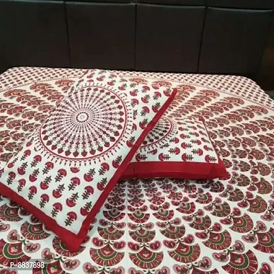 Cotton Maroon Jaipuri Printed Bedsheet With 2 Pillow Covers-thumb2