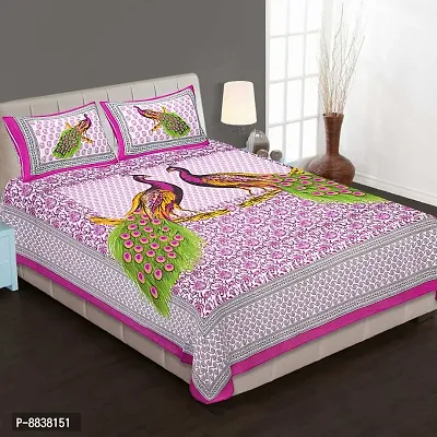 Cotton Magenta Rajasthani Printed Bedsheet With 2 Pillow Covers-thumb0