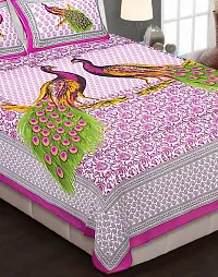 Cotton Magenta Rajasthani Printed Bedsheet With 2 Pillow Covers-thumb1