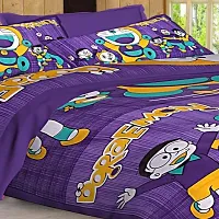Cotton Purple Cartoon Characters Bedsheet With 2 Pillow Covers-thumb1