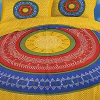 Cotton Yellow Jaipuri Printed Bedsheet With 2 Pillow Covers-thumb1